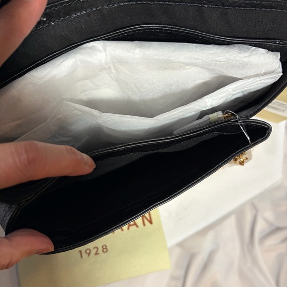 NWT COLE HAAN Christena Envelope Clutch in Black Croc Print